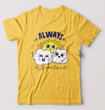 Load image into Gallery viewer, Always Smile T-Shirt for Men-S(38 Inches)-Golden Yellow-Ektarfa.online
