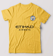 Load image into Gallery viewer, Manchester City F.C 2021-22 T-Shirt for Men-S(38 Inches)-Golden Yellow-Ektarfa.online
