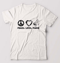 Load image into Gallery viewer, Peace Love Piano T-Shirt for Men-White-Ektarfa.online
