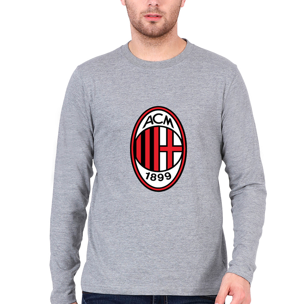 A.C. Milan Full Sleeves T-Shirt for Men-Grey Melange-Ektarfa.online