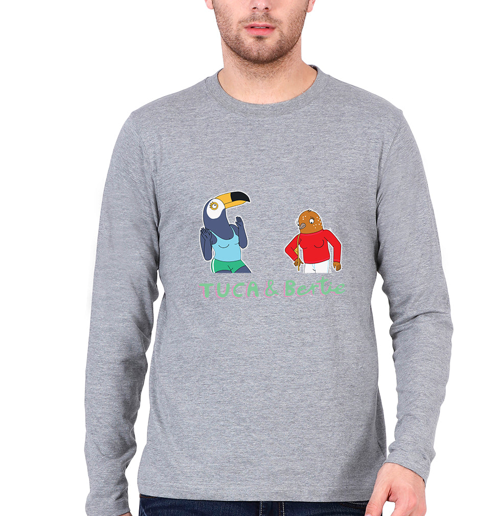 Tuca & Bertie Full Sleeves T-Shirt for Men-Grey Melange-Ektarfa.online