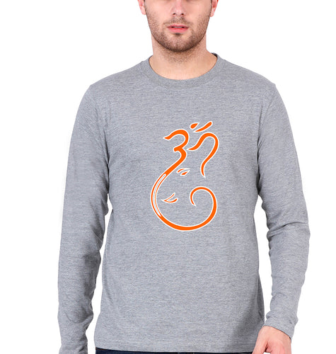 Ganpati JI(Ganesh) Full Sleeves T-Shirt for Men-Grey Melange-Ektarfa.online