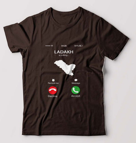 Ladakh Calling T-Shirt for Men-Coffee Brown-Ektarfa.online