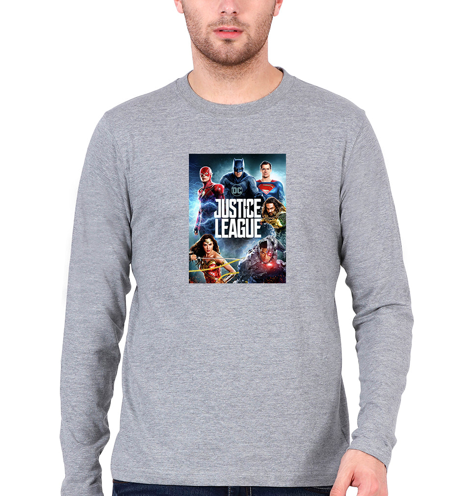 Justice League Full Sleeves T-Shirt for Men-Grey Melange-Ektarfa.online