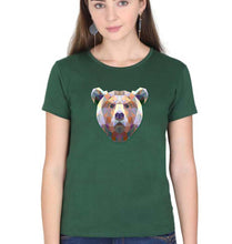 Load image into Gallery viewer, Bear T-Shirt for Women-XS(32 Inches)-Dark Green-Ektarfa.online
