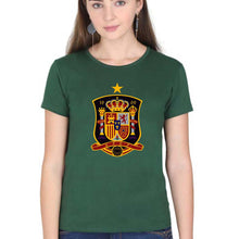 Load image into Gallery viewer, Spain Football T-Shirt for Women-XS(32 Inches)-Dark Green-Ektarfa.online
