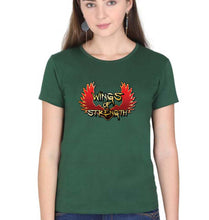 Load image into Gallery viewer, Wings of Strength T-Shirt for Women-XS(32 Inches)-Dark Green-Ektarfa.online
