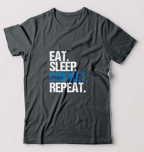 Load image into Gallery viewer, Eat Sleep Cricket Repeat T-Shirt for Men-S(38 Inches)-Steel grey-Ektarfa.online
