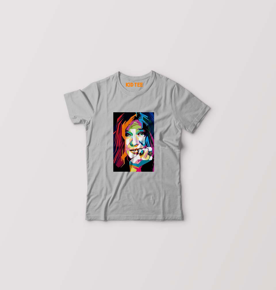Janis Joplin Kids T-Shirt for Boy/Girl-Grey-Ektarfa.online
