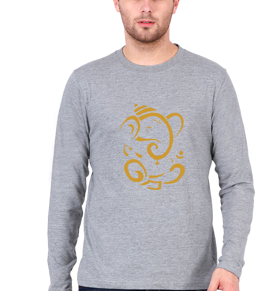 Ganpati JI(Ganesh) Full Sleeves T-Shirt for Men-Grey Melange-Ektarfa.online