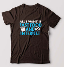Load image into Gallery viewer, Fast Food and Internet T-Shirt for Men-Coffee Brown-Ektarfa.online
