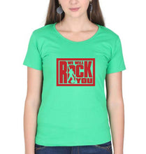 Load image into Gallery viewer, Queen Rock Band We Will Rock You T-Shirt for Women-XS(32 Inches)-flag green-Ektarfa.online
