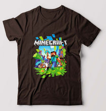 Load image into Gallery viewer, Minecraft T-Shirt for Men-S(38 Inches)-Coffee Brown-Ektarfa.online
