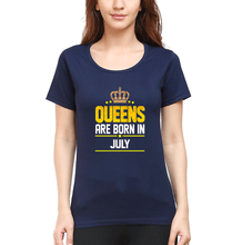 Load image into Gallery viewer, Queens Are Born In July T-Shirt for Women-Navy Blue-Ektarfa.online
