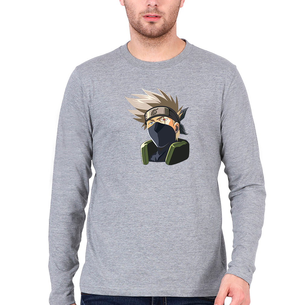 Hatake Kakashi Full Sleeves T-Shirt for Men-Grey Melange-Ektarfa.online