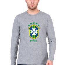 Load image into Gallery viewer, Brazil Football Full Sleeves T-Shirt for Men-Grey Melange-Ektarfa.online

