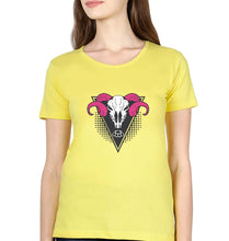Load image into Gallery viewer, Ram Skull T-Shirt for Women-Yellow-Ektarfa.online
