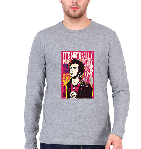 Sid Vicious Full Sleeves T-Shirt for Men-Grey Melange-Ektarfa.online
