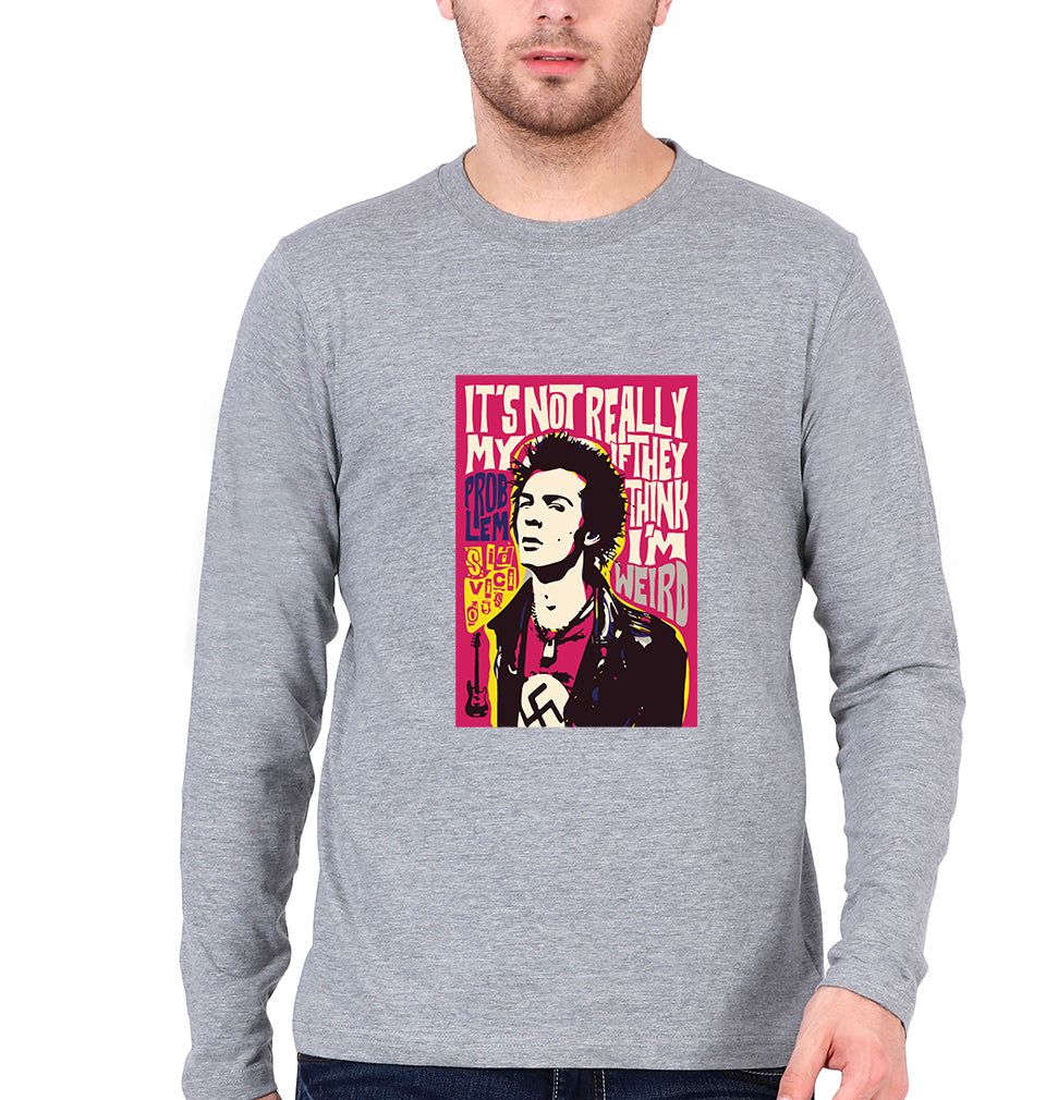 Sid Vicious Full Sleeves T-Shirt for Men-Grey Melange-Ektarfa.online