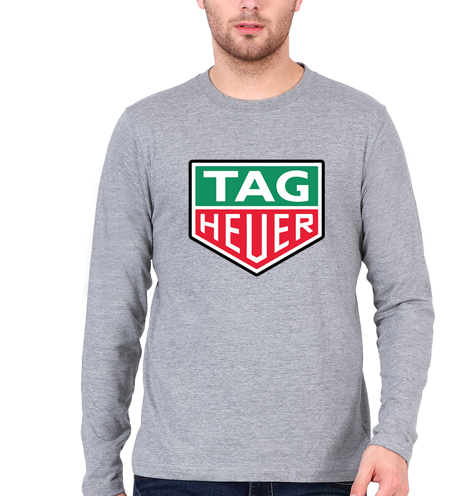 TAG Heuer Full Sleeves T-Shirt for Men-S(38 Inches)-Grey Melange-Ektarfa.online