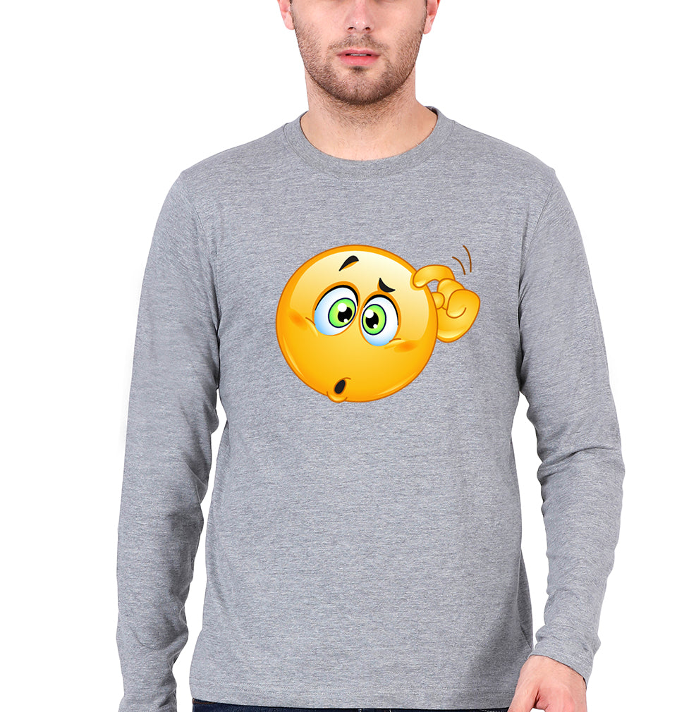 Emoji Full Sleeves T-Shirt for Men-Grey Melange-Ektarfa.online