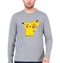Load image into Gallery viewer, Pikachu Full Sleeves T-Shirt for Men-Grey Melange-Ektarfa.online
