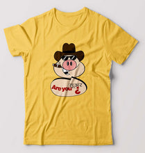 Load image into Gallery viewer, Pig Funny T-Shirt for Men-S(38 Inches)-Golden Yellow-Ektarfa.online
