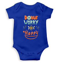 Load image into Gallery viewer, Donut Worry Be Happy Kids Romper For Baby Boy/Girl-0-5 Months(18 Inches)-Royal Blue-Ektarfa.online
