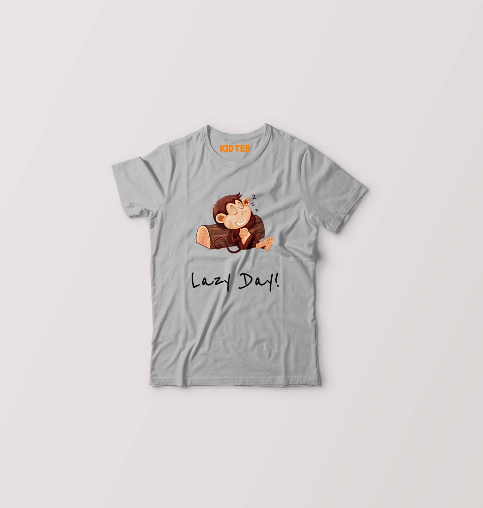 Monkey Lazy Day Kids T-Shirt for Boy/Girl-0-1 Year(20 Inches)-Grey-Ektarfa.online
