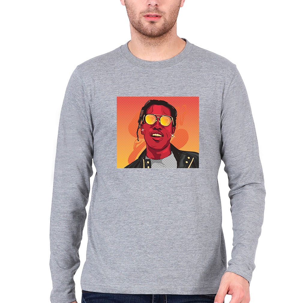Asap Rocky Full Sleeves T-Shirt for Men-Grey Melange-Ektarfa.online