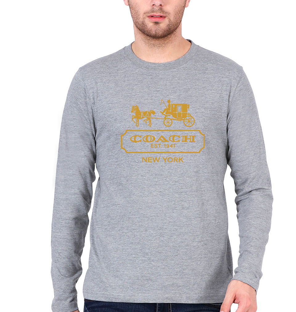 Coach Full Sleeves T-Shirt for Men-S(38 Inches)-Grey Melange-Ektarfa.online