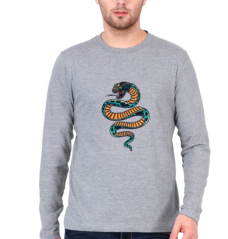 Snake Full Sleeves T-Shirt for Men-Grey Melange-Ektarfa.online