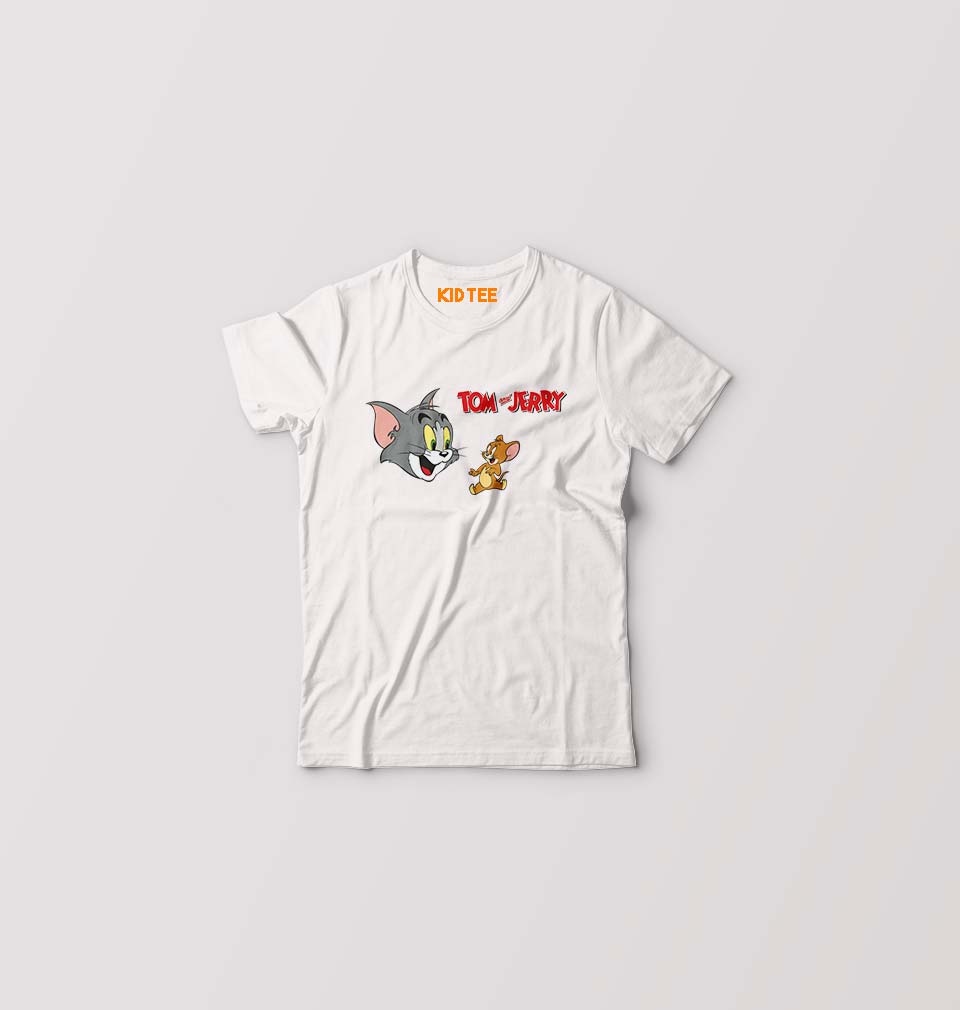 Tom and Jerry Kids T-Shirt for Boy/Girl-0-1 Year(20 Inches)-White-Ektarfa.online