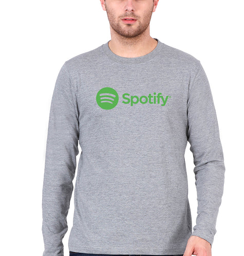 Spotify Full Sleeves T-Shirt for Men-Grey Melange-Ektarfa.online