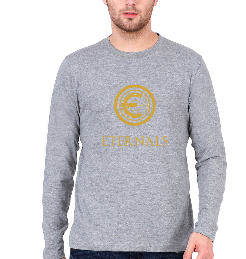 Eternals Full Sleeves T-Shirt for Men-S(38 Inches)-Grey Melange-Ektarfa.online