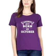 Load image into Gallery viewer, Legends are Born in October T-Shirt for Women-Purple-Ektarfa.online
