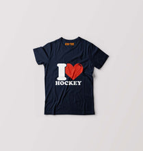Load image into Gallery viewer, I Love Hockey Kids T-Shirt for Boy/Girl-Navy Blue-Ektarfa.online

