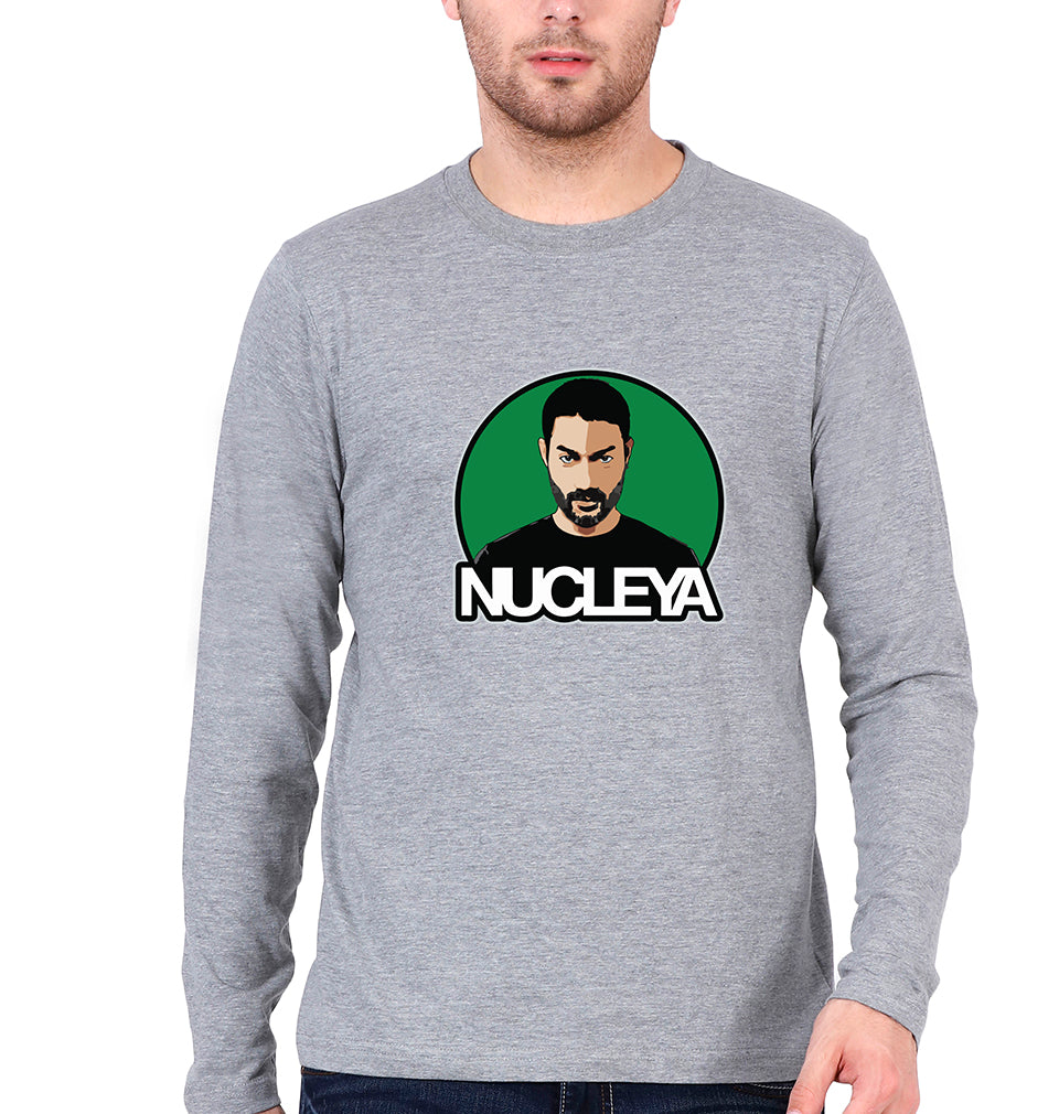 Nucleya Full Sleeves T-Shirt for Men-Grey Melange-Ektarfa.online