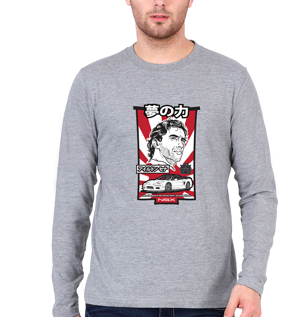Ayrton Senna Full Sleeves T-Shirt for Men-Grey Melange-Ektarfa.online