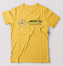 Load image into Gallery viewer, Mercedes AMG Petronas F1 T-Shirt for Men-S(38 Inches)-Golden Yellow-Ektarfa.online
