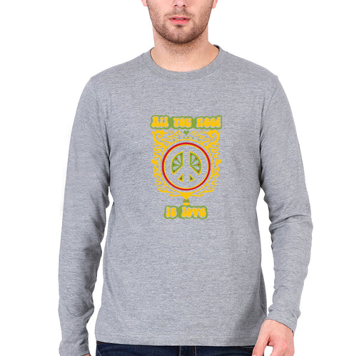 Psychedelic Love Full Sleeves T-Shirt for Men-Grey Melange-Ektarfa.online