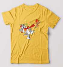 Load image into Gallery viewer, Tom and Jerry T-Shirt for Men-S(38 Inches)-Golden Yellow-Ektarfa.online
