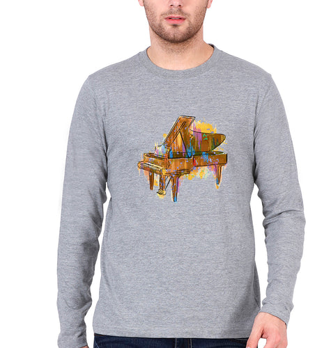 Piano Full Sleeves T-Shirt for Men-Grey Melange-Ektarfa.online