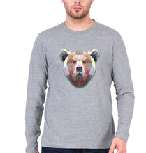 Load image into Gallery viewer, Bear Full Sleeves T-Shirt for Men-S(38 Inches)-Grey Melange-Ektarfa.online
