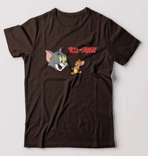 Load image into Gallery viewer, Tom and Jerry T-Shirt for Men-S(38 Inches)-Coffee Brown-Ektarfa.online
