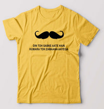 Load image into Gallery viewer, Mustache T-Shirt for Men-S(38 Inches)-Golden Yellow-Ektarfa.online
