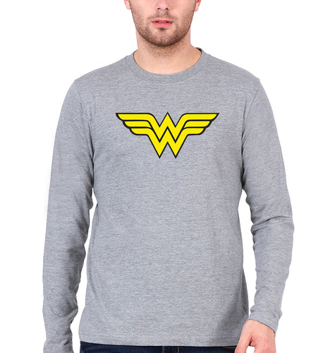 Wonder Woman Superhero Full Sleeves T-Shirt for Men-Grey Melange-Ektarfa.online
