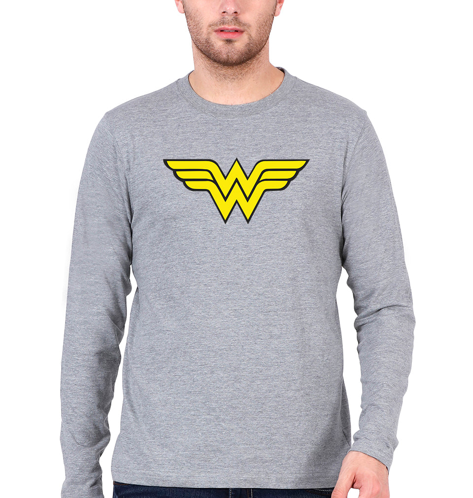 Wonder Woman Superhero Full Sleeves T-Shirt for Men-Grey Melange-Ektarfa.online