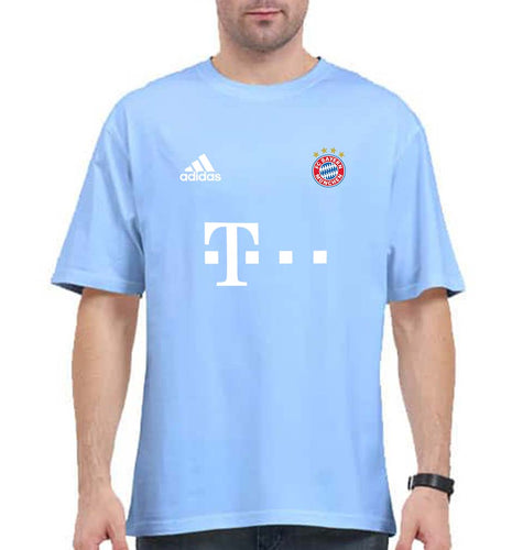 FC Bayern Munich 2021-22 Oversized T-Shirt for Men-Baby Blue-Ektarfa.online