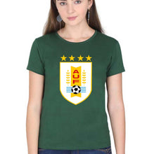 Load image into Gallery viewer, Uruguay Football T-Shirt for Women-XS(32 Inches)-Dark Green-Ektarfa.online
